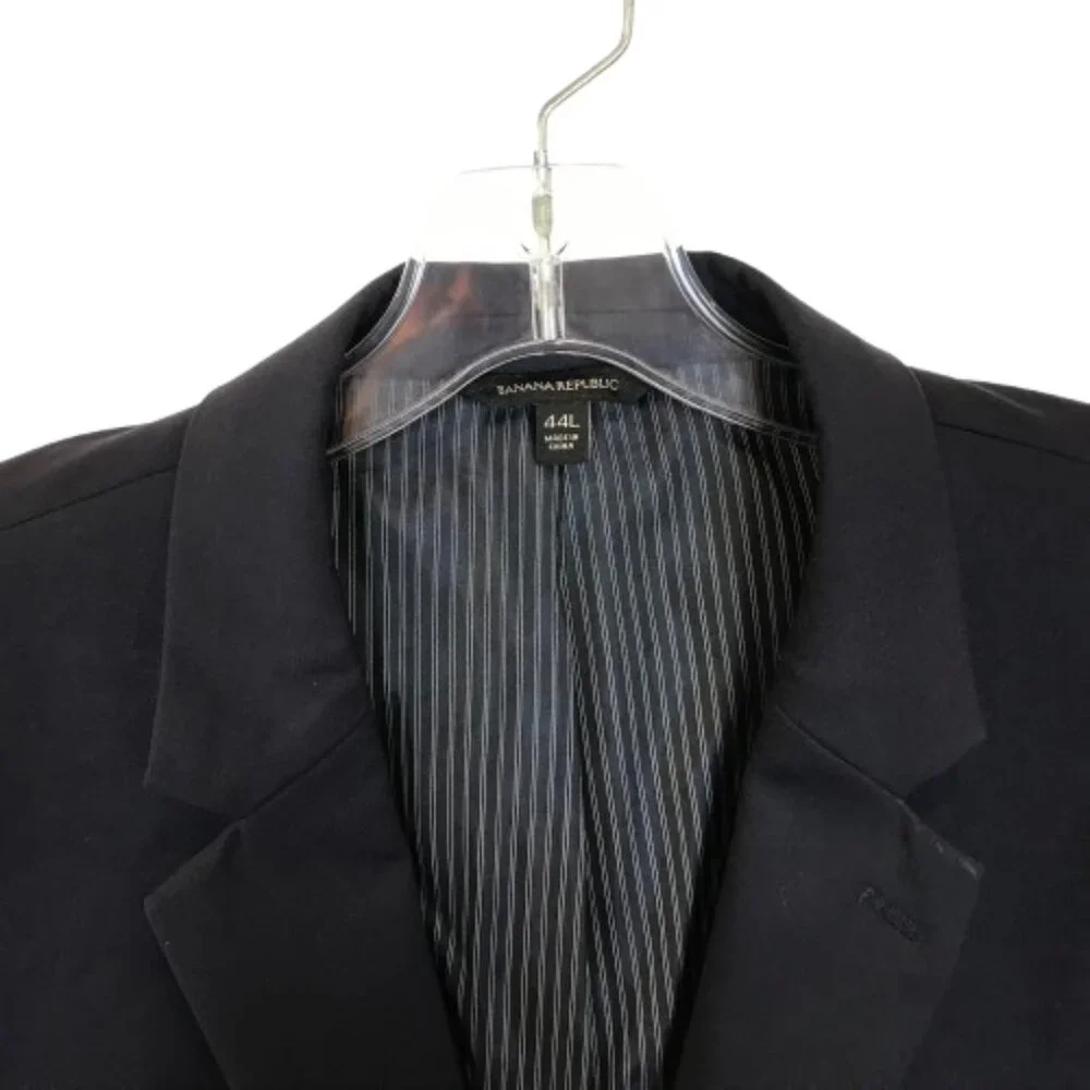Mens Size 44 LONG 44L Banana Republic Navy Italian Stretch Wool Blazer Jacket